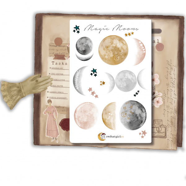 Magic moons sticker sheet